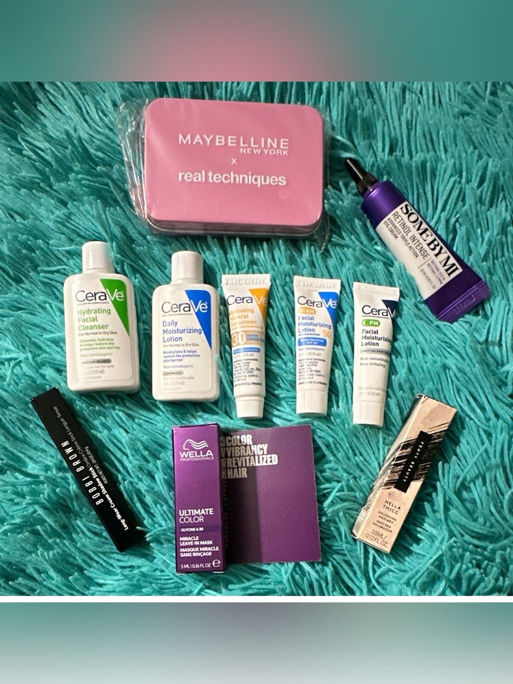 10pcs Travel Set:CeraVe,BobbiBrown,Fenty Mascara,Wella,Maybelline & more